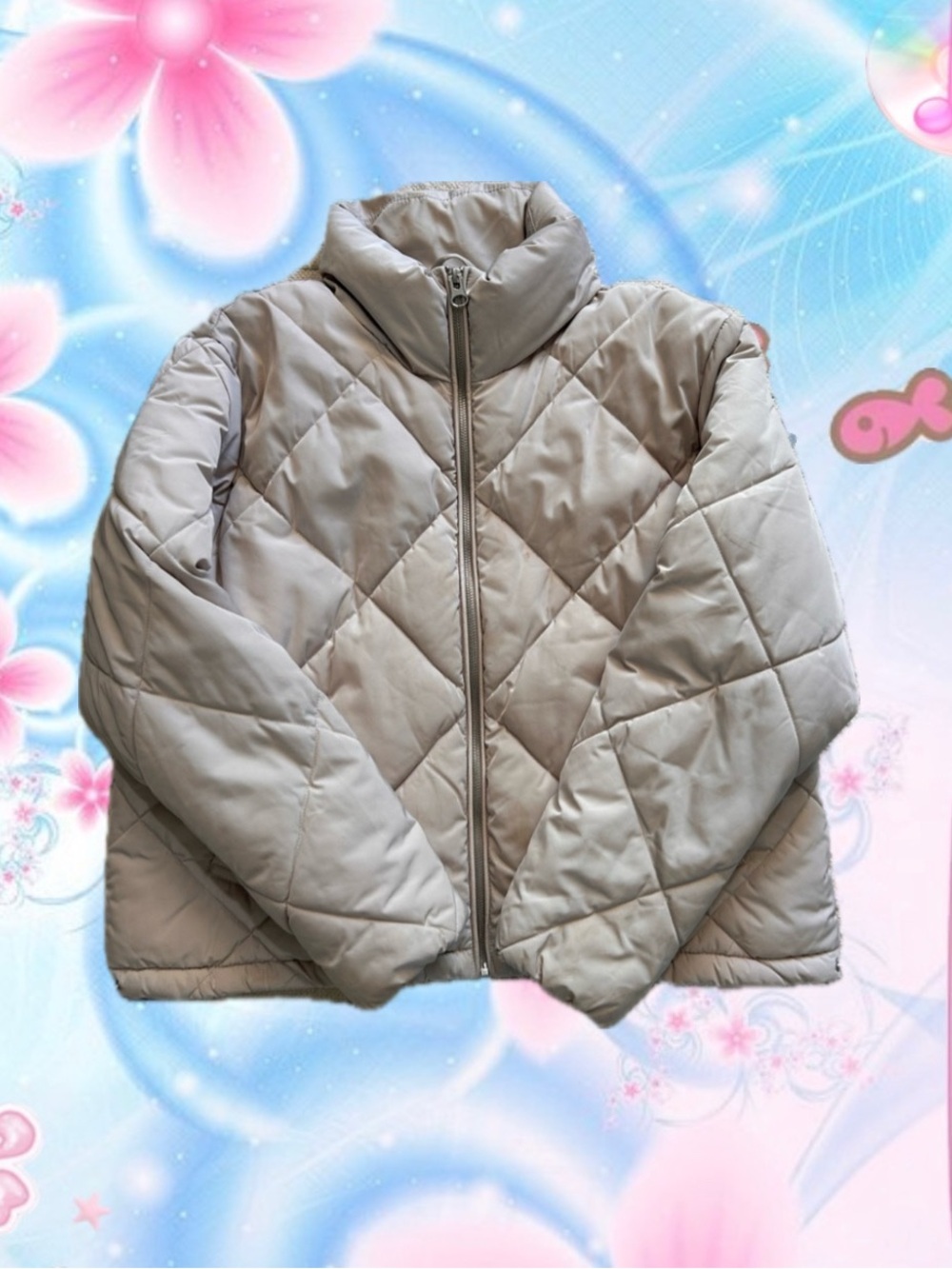 Quilted squared puffy coat